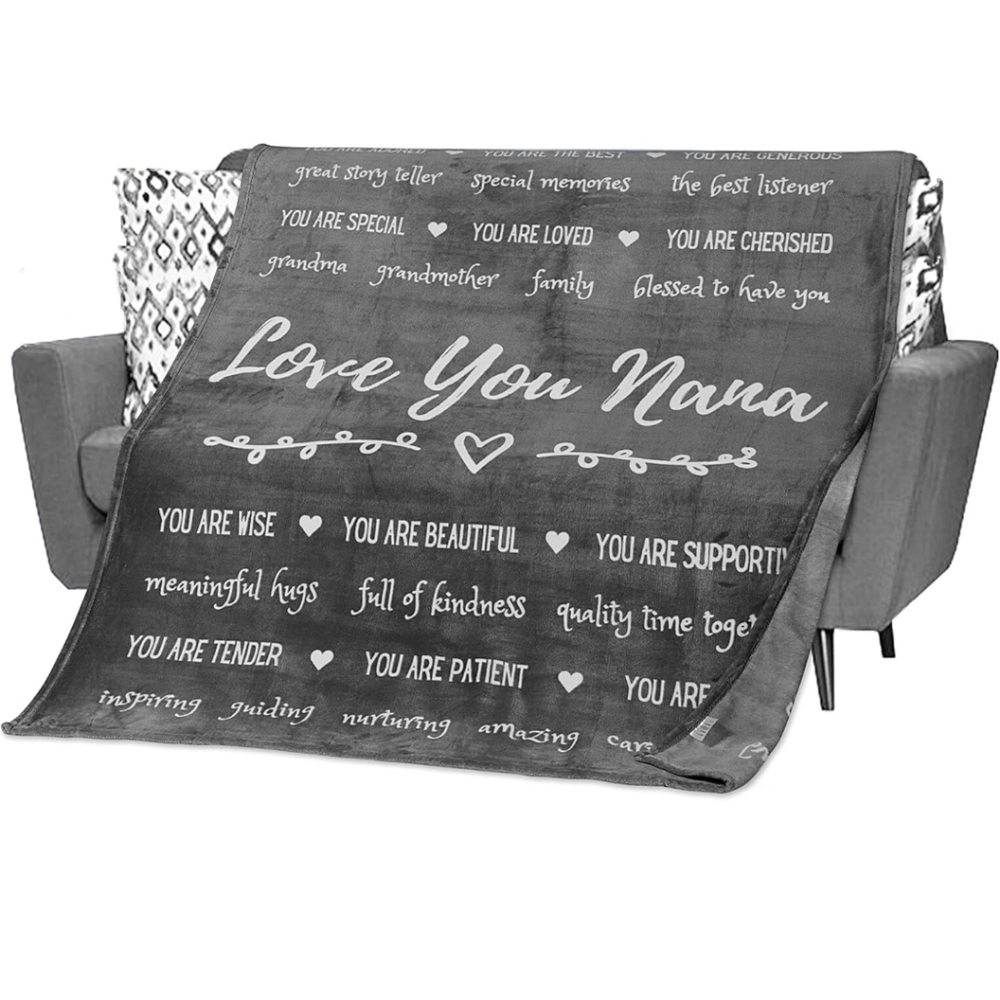 Gray Love You Nana Blanket